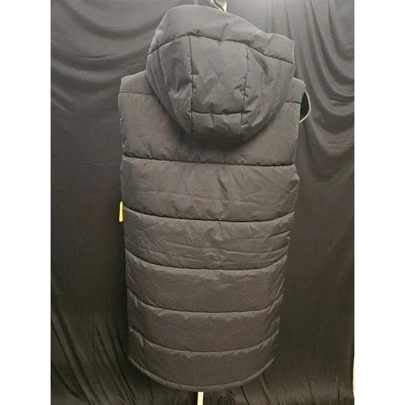 EDDIE BAUER KNEE LENGTH HOODED SZ S PUFFER VEST BLACK NWT - Picture 3 of 9